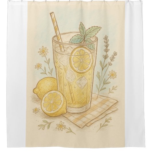 Die süßeste Sip Pastel Lemonade Illustration Duschvorhang (Vorderseite)