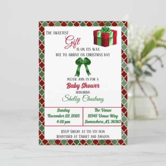 Die süßeste Weihnachtsdusche Einladung (Stehend Vorderseite)