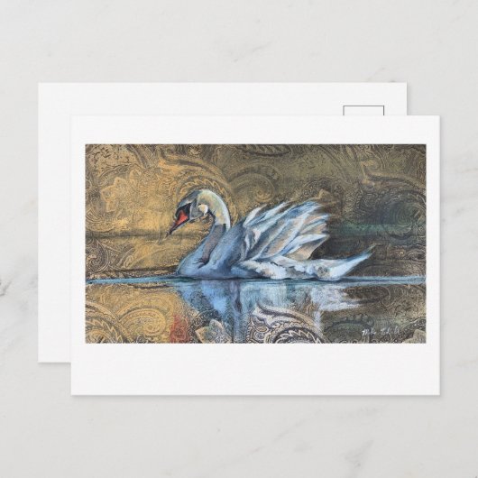 Die Swan-Malerei Postkarte (Vorne/Hinten)