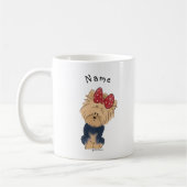 Die Sweet Yorkie mit Bow Simple White personalisie Kaffeetasse (Links)