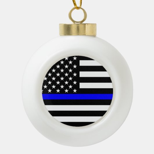 Die symbolische bläuliche Flagge der USA Keramik Kugel-Ornament (Vorderseite)