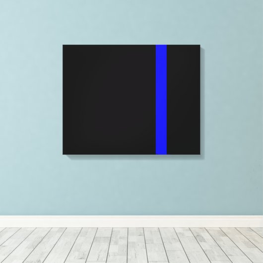 Die symbolische dünne blaue Linie auf schwarz Leinwanddruck (Insitu (Holzboden))