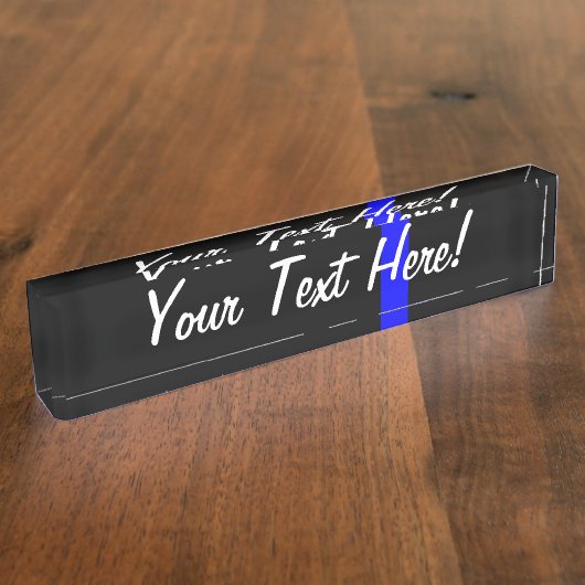 Die symbolische dünne blaue Linie auf schwarz Namensplakette (Seite)