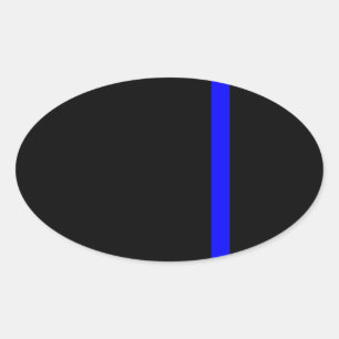 Die symbolische dünne blaue Linie auf schwarz Ovaler Aufkleber