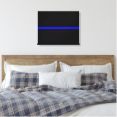 Die symbolische dünne blaue Linie auf solidem Schw Leinwanddruck (Insitu (Schlafzimmer))