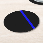 Die symbolische dünne blaue Linie vertikal Runder Pappuntersetzer (Angewinkelt)