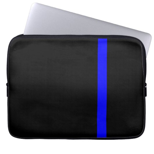 Die symbolische dünne blaue Linie vertikal schwarz Laptopschutzhülle (Vorderseite)
