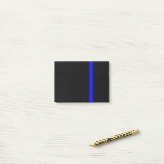 Die symbolische dünne Blue Line-Vertikale Post-it Klebezettel (Auf Schreibtisch)