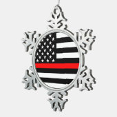 Die symbolische dünne rote Linie amerikanische Schneeflocken Zinn-Ornament (Rechts)