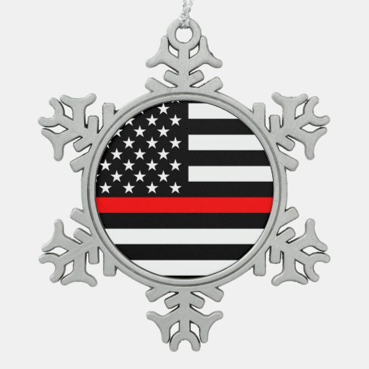 Die symbolische dünne rote Linie amerikanische Schneeflocken Zinn-Ornament (Vorderseite)