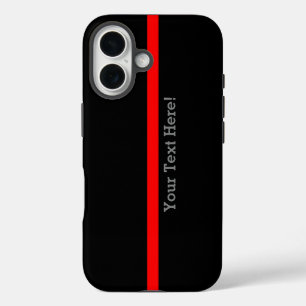 Die symbolische dünne rote Linie Ihr Text auf Schw iPhone 16 Hülle