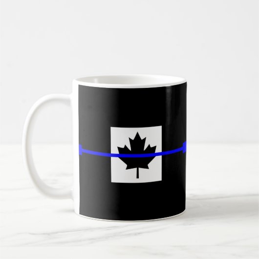 Die symbolische Thin Blue Line auf kanadischem Aho Kaffeetasse (Links)