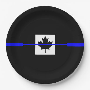 Die symbolische Thin Blue Line auf kanadischem Aho Pappteller