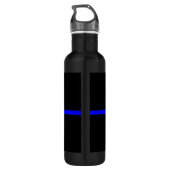 Die symbolische Thin Blue Line Grafik Edelstahlflasche (Rückseite)