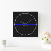 Die symbolische Thin Blue Line Grafik Quadratische Wanduhr (Zuhause)