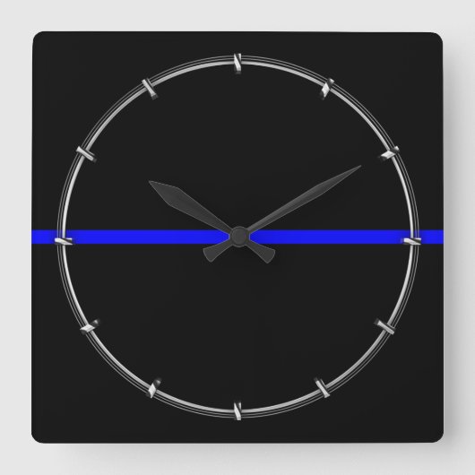 Die symbolische Thin Blue Line Grafik Quadratische Wanduhr (Vorderseite)