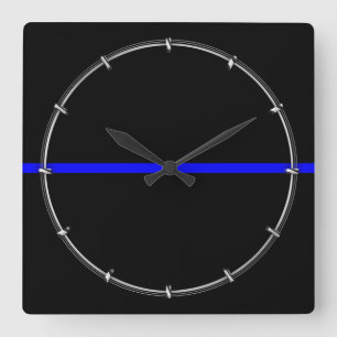 Die symbolische Thin Blue Line Grafik Quadratische Wanduhr