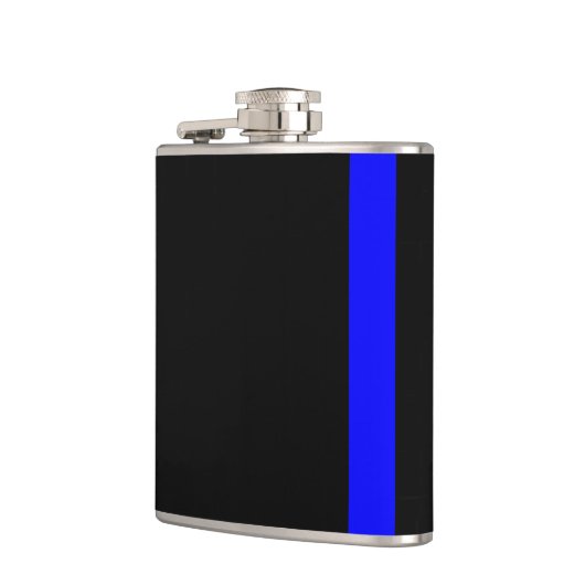 Die Symbolische Thin Blue Line im schwarzen Stil Flachmann (Links)