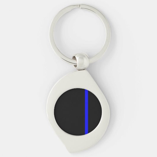 Die Symbolische Thin Blue Line in schwarzem Dekor Schlüsselanhänger (Vorderseite)