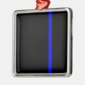 Die Symbolische Thin Blue Line in schwarzem Dekor Silbernes Ornament (Links)