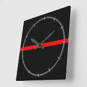 Die symbolische Thin Red Line-Grafik auf einer Quadratische Wanduhr (Winkel)