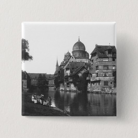 Die Synagoge in Nürnberg, c.1910 Button (Vorderseite)