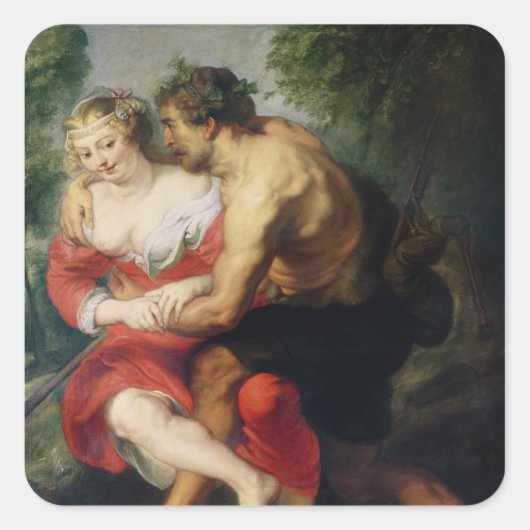 Die Szene der Liebe oder, die galant Konversation Quadratischer Aufkleber (Vorderseite)