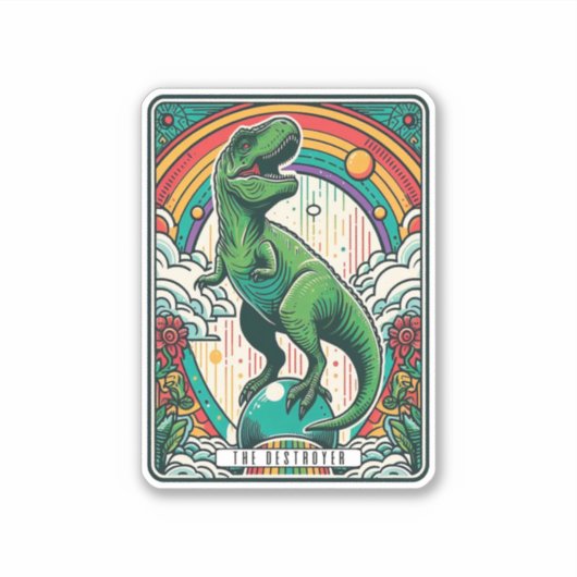 Die T-Rex-Tarot-Karte des Destroyer Aufkleber (Vorderseite)