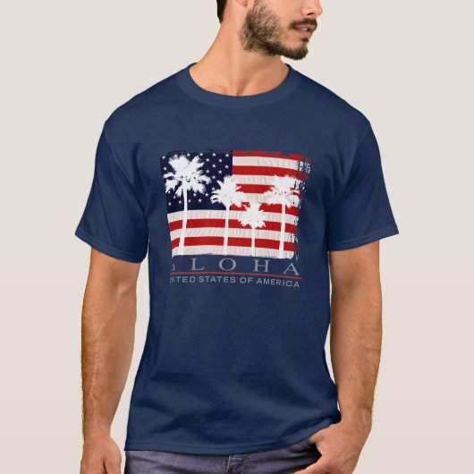 Die T - Shirts Palmen-Flagge USA-Männer (Vorderseite)