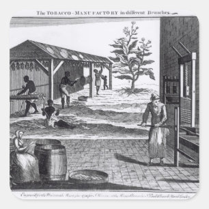 Die Tabak-Manufaktur in den verschiedenen Quadratischer Aufkleber