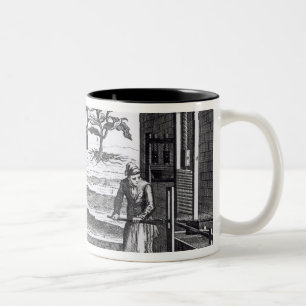 Die Tabak-Manufaktur in den verschiedenen Zweifarbige Tasse
