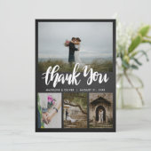 Die Tafel, die vier Fotos | Wedding ist, danken Dankeskarte (Stehend Vorderseite)