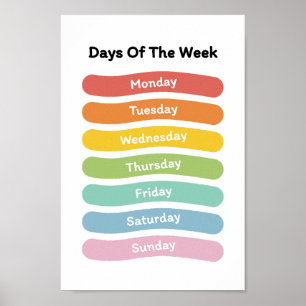 Die Tage des Wochenposters lernen Poster