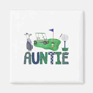 Die Tante des Geburtstagskinderlochs in einem Golf Magnet