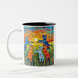 Die Tanzenden Katzen Zweifarbige Tasse