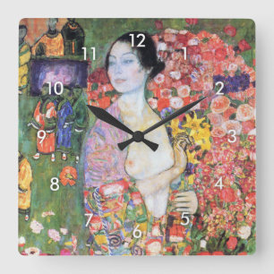 Die Tänzerin, Gustav Klimt Quadratische Wanduhr