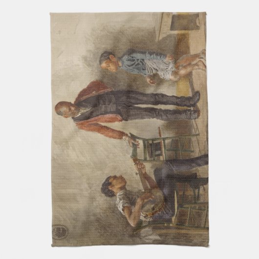 Die Tanzstunde von Thomas Eakins Geschirrtuch (Vertikal)