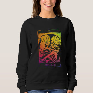 Die Tarot Card Rainbow Occult Goth Lesbian Skeleto Sweatshirt