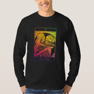 Die Tarot Card Rainbow Occult Goth Lesbian Skeleto T-Shirt
