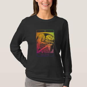 Die Tarot Card Rainbow Occult Goth Lesbian Skeleto T-Shirt