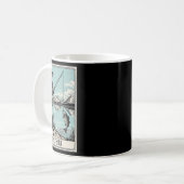 Die Tarot-Karte des Fisher Skeleton für Fischereil Kaffeetasse (Vorderseite Links)
