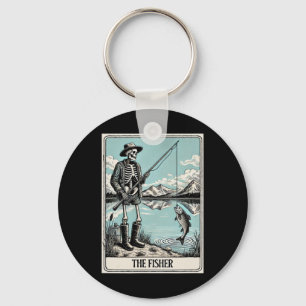 Die Tarot-Karte des Fisher Skeleton für Fischereil Schlüsselanhänger