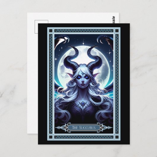 Die Tarot-Karte "Sukubus" Postkarte (Vorne/Hinten)