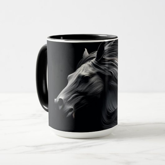 Die Tasse der Keramik des Schwarzen Rösses (Vorderseite Links)