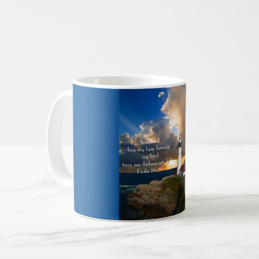 Die Tasse des Leuchtturms Psalm 18:28 (Vorderseite Links)