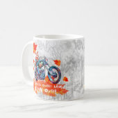 Die Tasse des sonnigen Kaffees, die ich jedes Blat (Vorderseite Links)