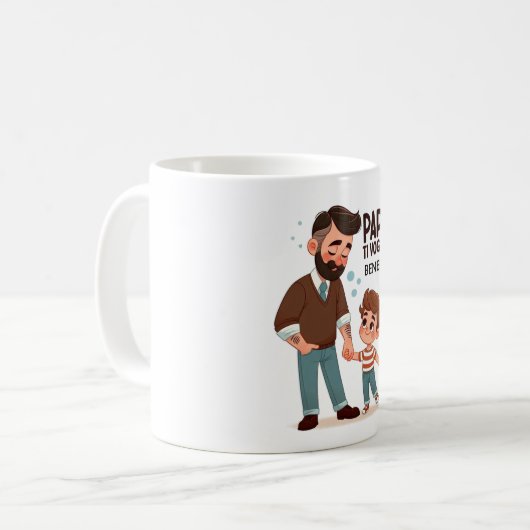 Die Tasse für das Frühstück ist Papa gewidmet (Vorderseite Links)