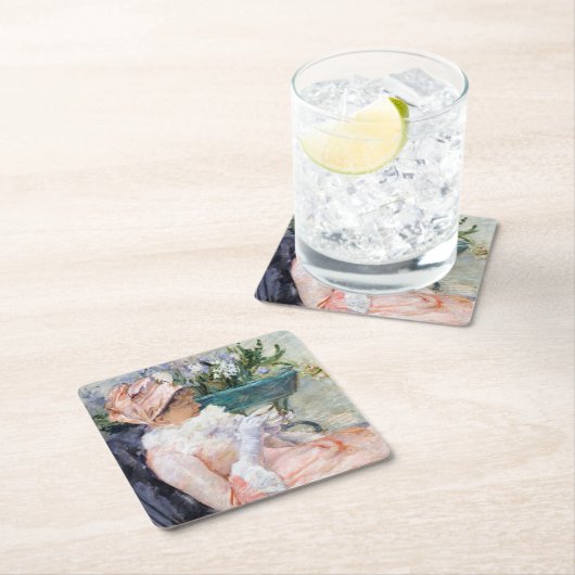 Die Tasse Tee, Mary Cassatt Rechteckiger Pappuntersetzer (Vor Ort)