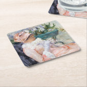 Die Tasse Tee, Mary Cassatt Rechteckiger Pappuntersetzer (angewinkelt)