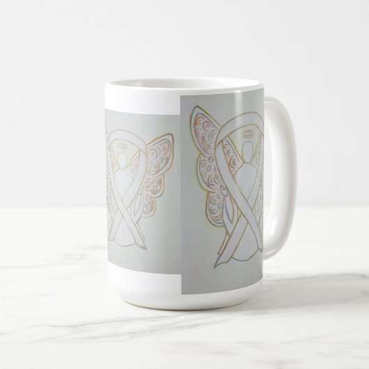 Die Tasse "White Awareness Ribbon Angel" (VorderseiteRechts)